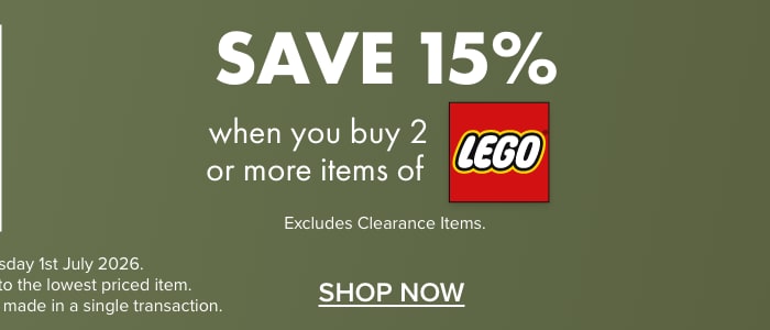 Save 15% when you buy 2 or more items of LEGO&reg;