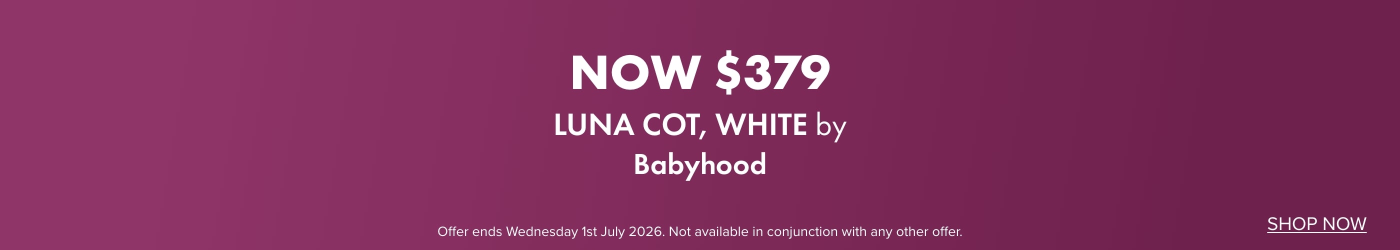 NOW $379 Luna Cot, White by Babyhood