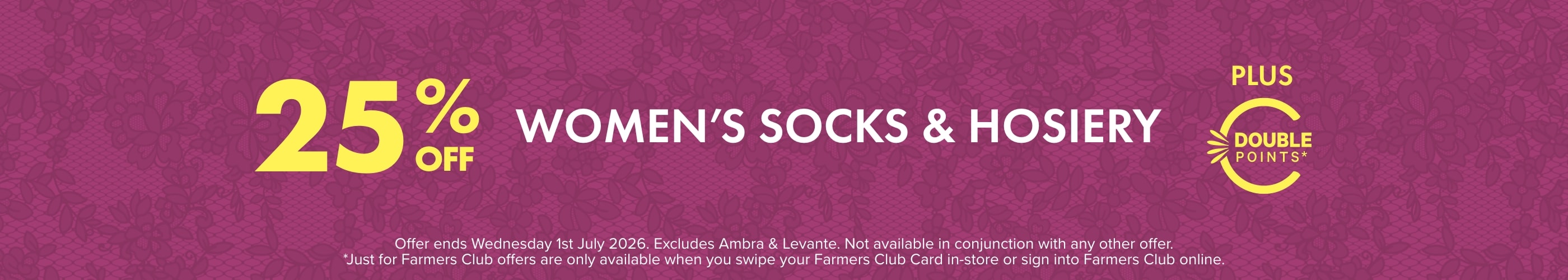 25% OFF Women&rsquo;s Socks & Hosiery