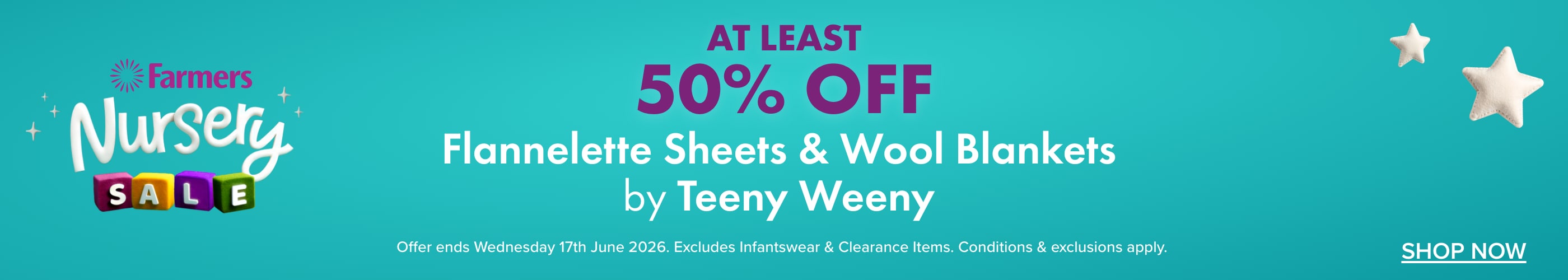 50% OFF Flannelette Sheets & Wool Blankets by Teeny Weeny