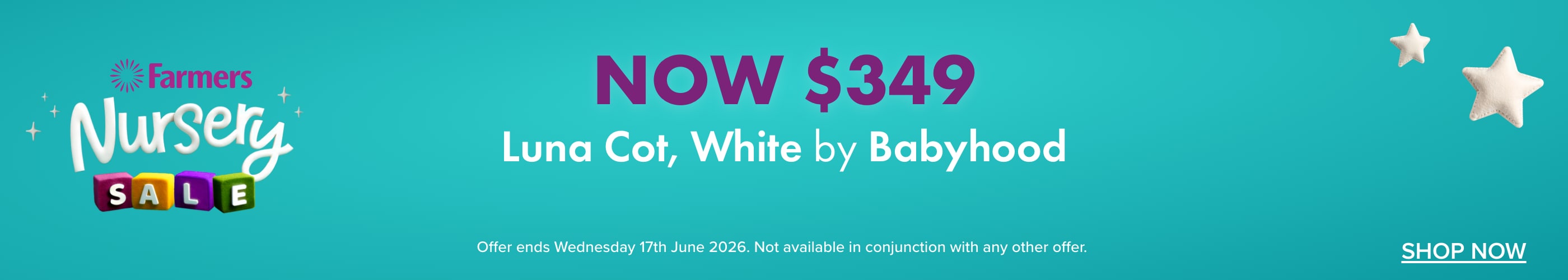 NOW $349 Luna Cot White by Babyhood