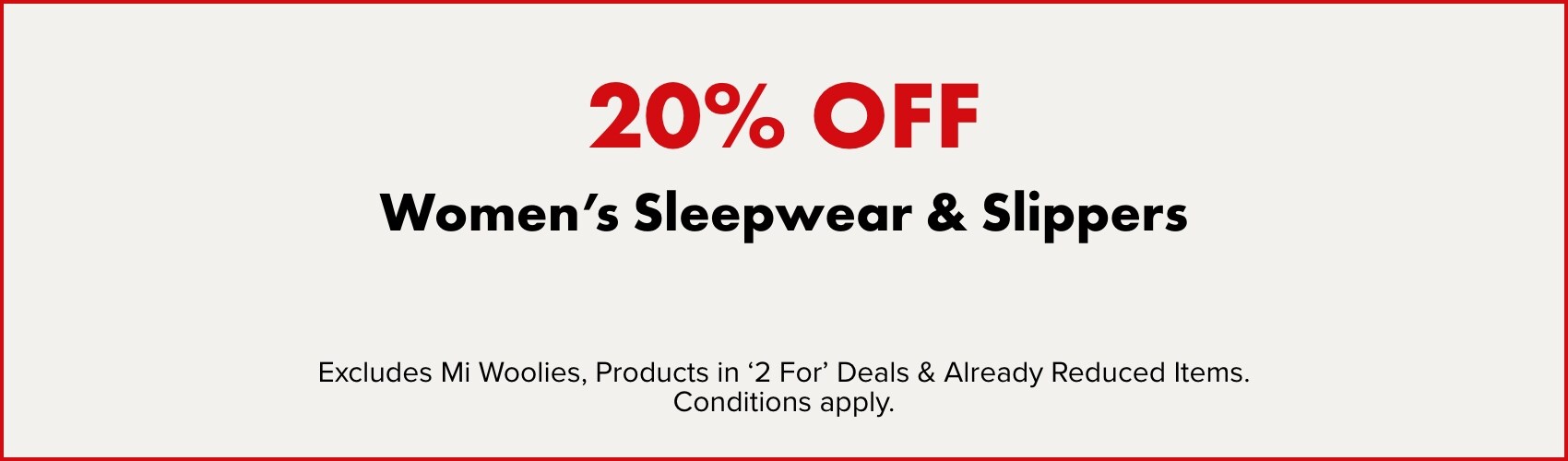 20% OFF Women's Sleepwear & Slippers