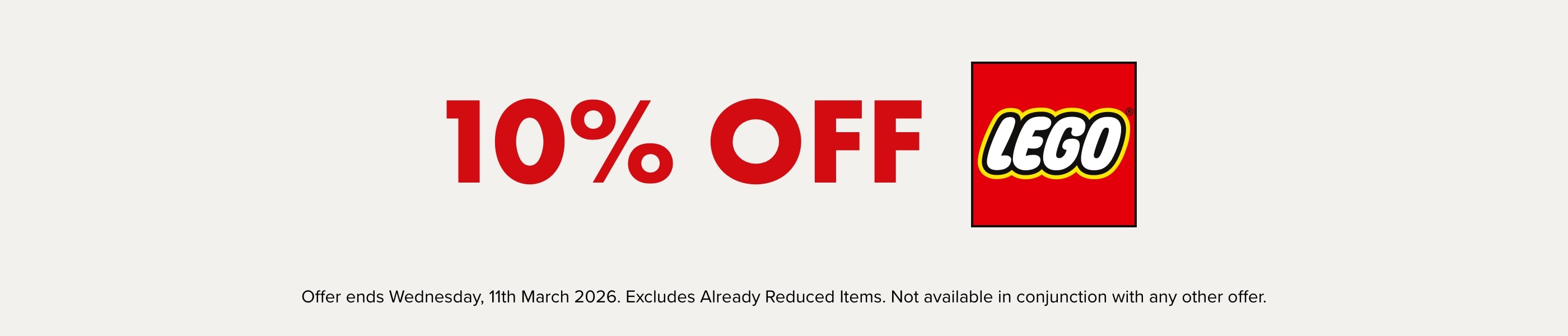 10% OFF LEGO&reg;