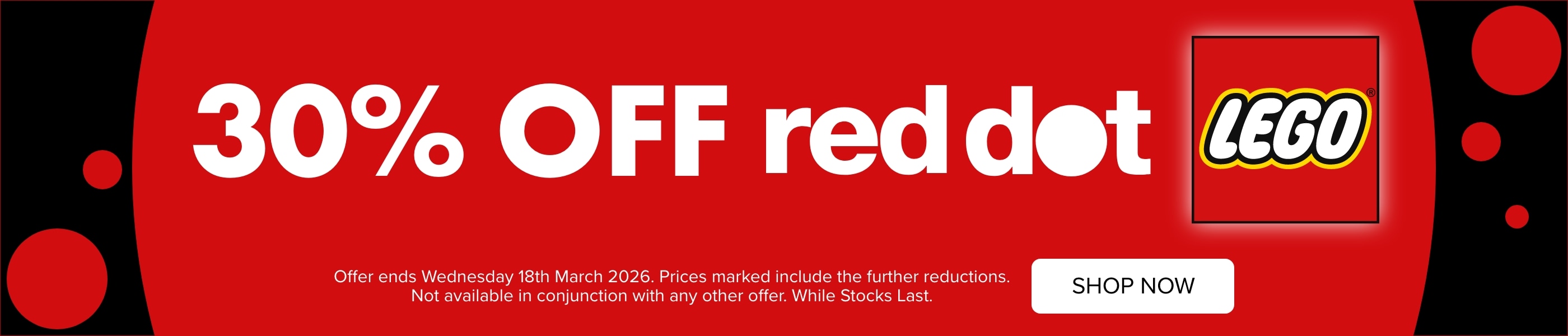 30% OFF Red Dot LEGO&reg;