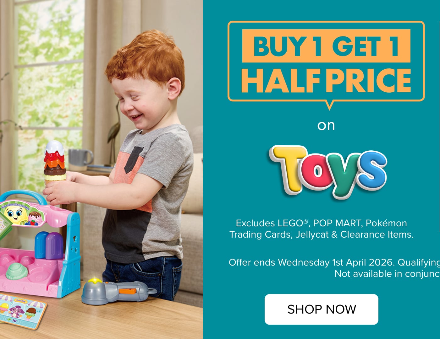 BUY 1 GET 1 HALF PRICE on Toys