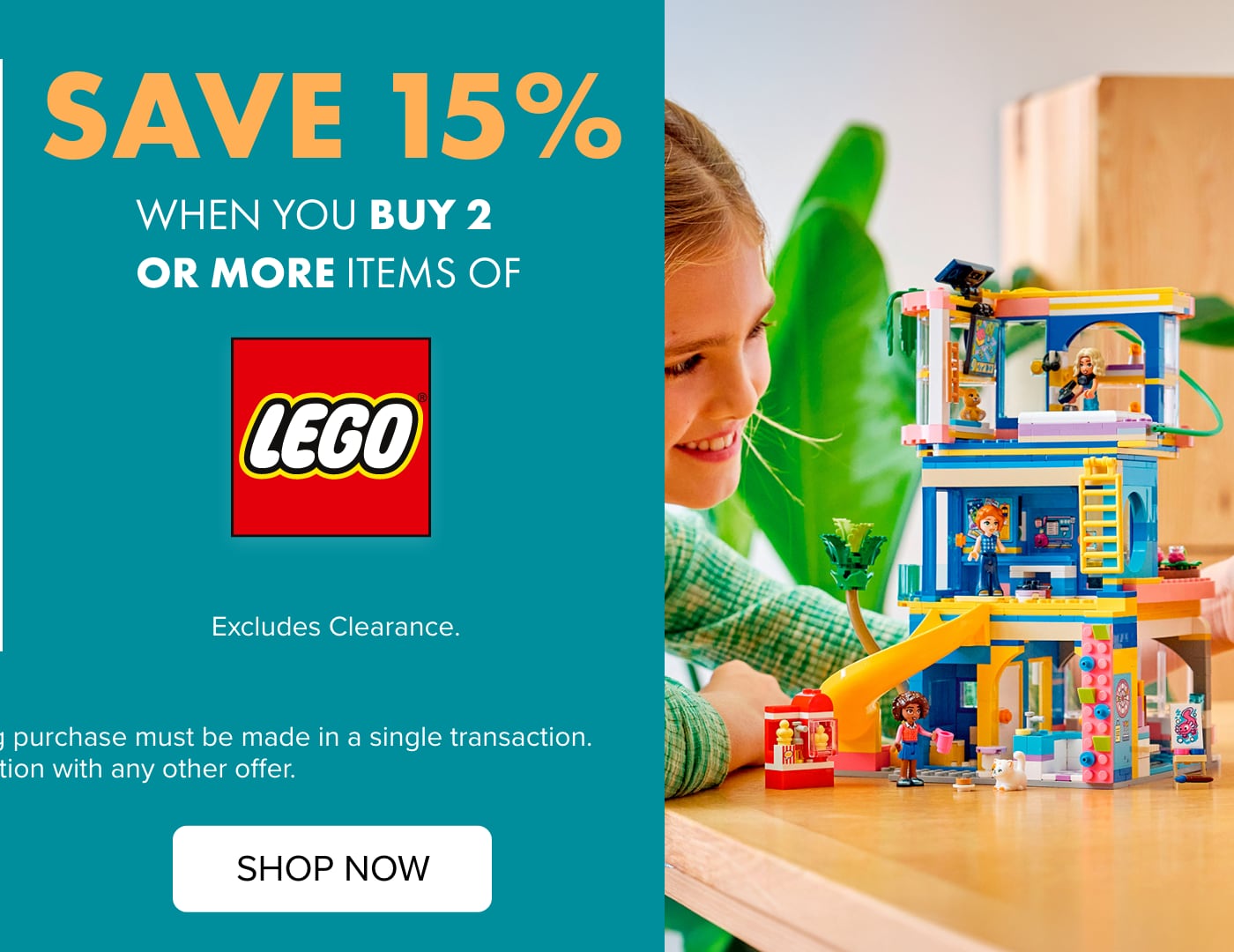 SAVE 15% when you buy 2 or more items of LEGO&reg;