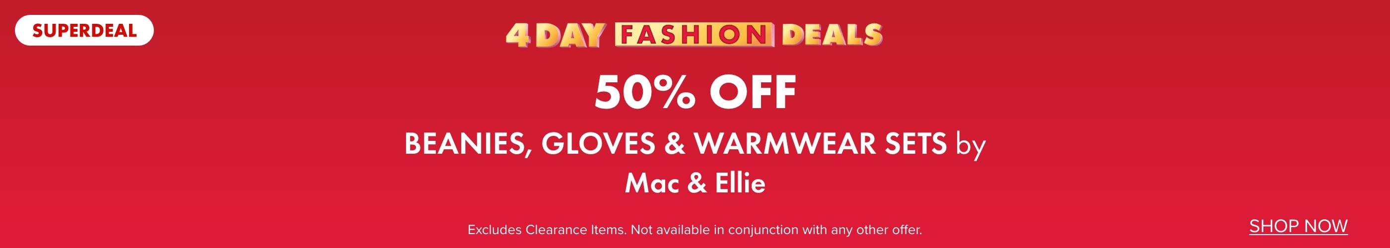 50% OFF Beanies, Gloves & Warmwear Sets by Mac & Ellie