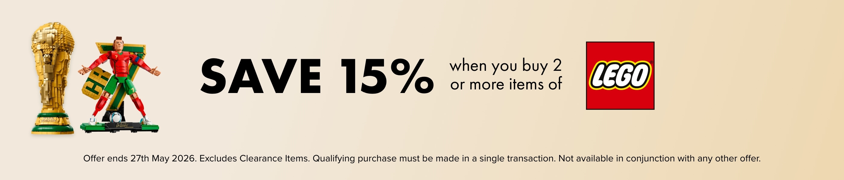 SAVE 15% WHEN YOU BUY 2 OR MORE items of LEGO&reg;