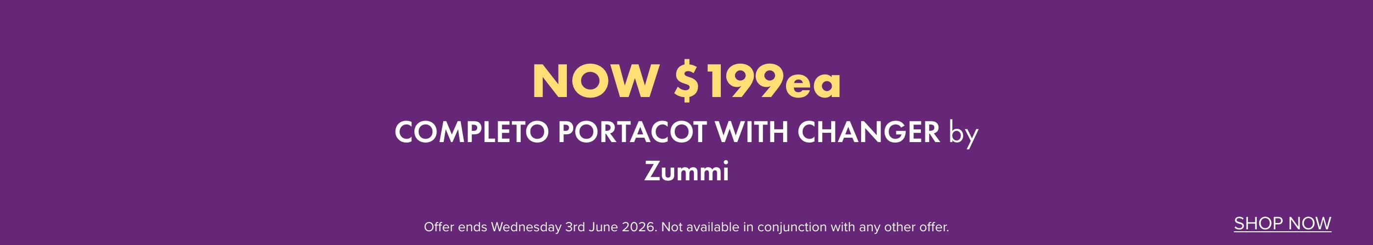 NOW $199 Completo Portacot with Changer by Zummi