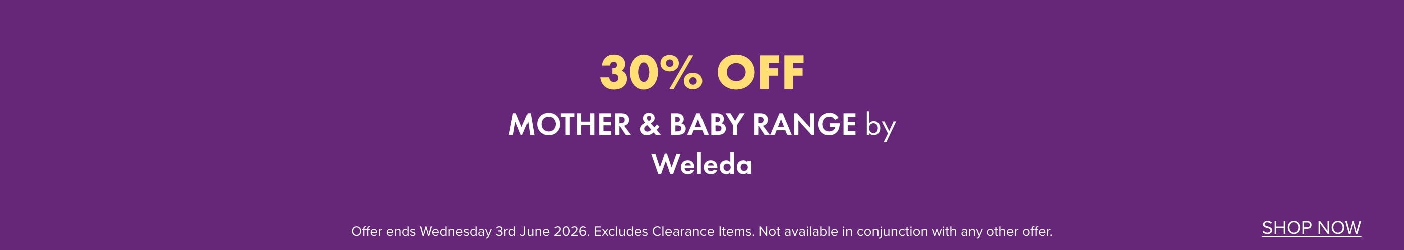 30% OFF Weleda Mother & Baby Range