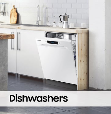 A Saumsung DIshwasher with door ajar in a kitchen with a wooden benchtop