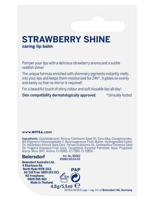 Nivea Lip Balm Strawberry, 4.8g product photo View 02 L