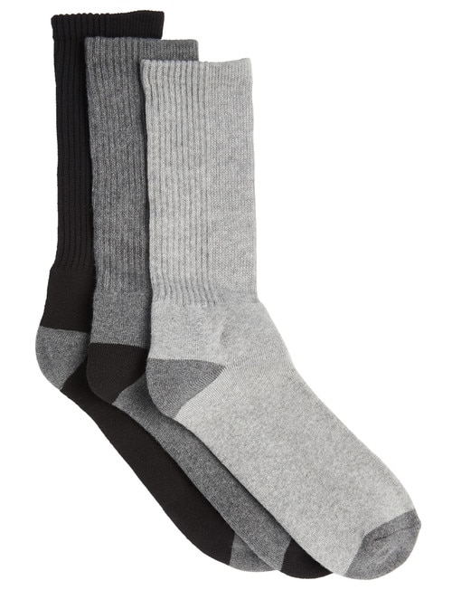 Chisel Cushioned Foot Casual Crew Sock, 3-Pack, Grey product photo View 02 L