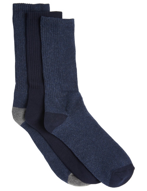 Chisel Cushioned Foot Casual Crew Sock, 3-Pack, Navy product photo View 02 L