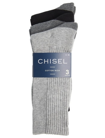 Chisel Cushioned Foot Casual Crew Sock, 3-Pack, Grey product photo