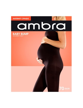 Ambra Baby Bump Opaque Maternity Tight, 70 Denier, Black product photo