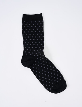 Columbine Colour Spot Wool Crew Sock, Black product photo