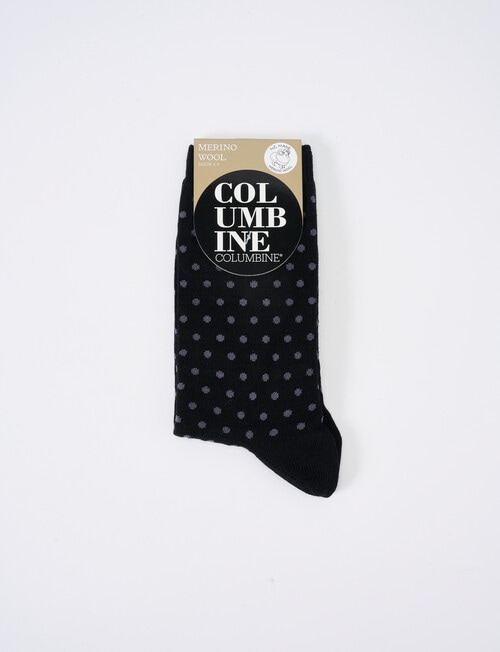 Columbine Colour Spot Wool Crew Sock, Black product photo View 02 L
