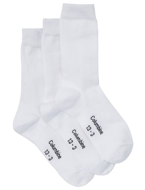 Columbine School Crew Sock, 3-Pack, White product photo View 02 L