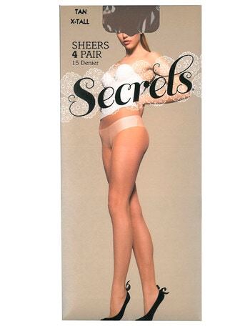 Secrets Pantyhose, 15 Denier, 4-Pack, Tan product photo