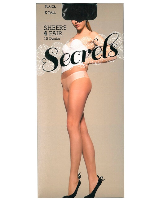 Secrets Pantyhose, 15 Denier, 4-Pack, Black product photo