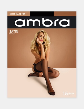 Ambra Sheer Lace Top, 15 Denier, Black product photo
