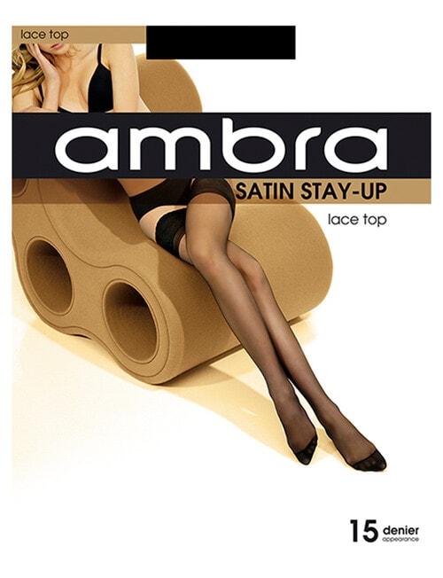 Ambra Sheer Lace Top, 15 Denier, Black product photo