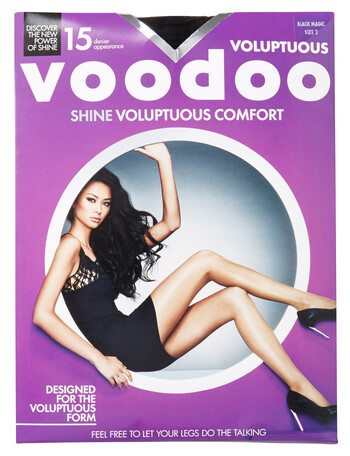 Voodoo Voluptuous Shine Pantyhose, 15 Denier, Black Magic product photo