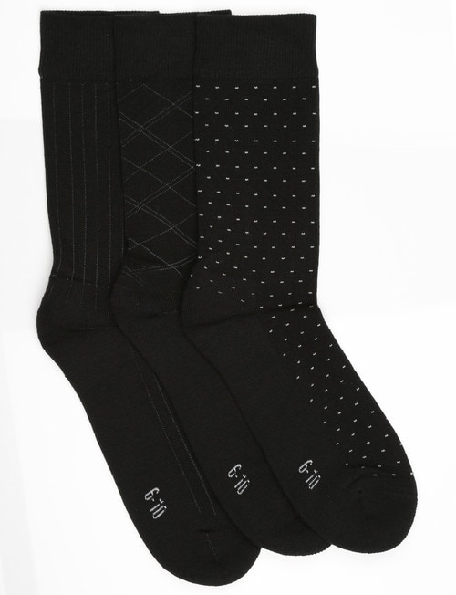 Harlequin Cushion Foot Pattern Crew Sock, 3-Pack product photo View 02 L