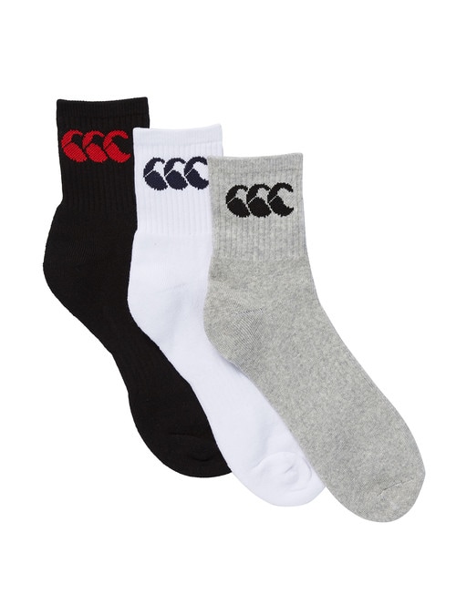 Canterbury Quarter Crew Sock, Grey, White & Black product photo View 02 L