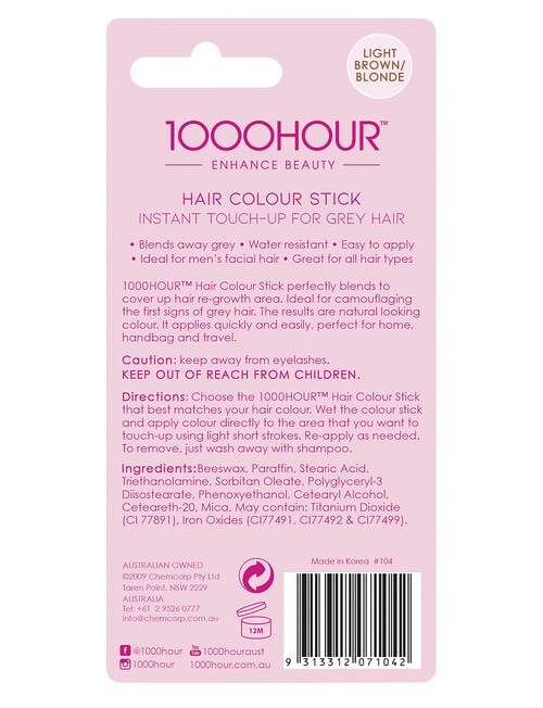1000HR Touch Up Hair Colour Stick - Light Brown product photo View 02 L