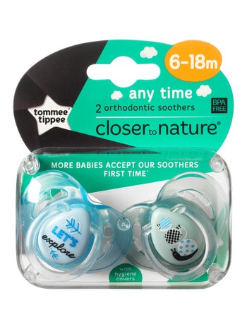 Tommee Tippee Anytime Soother, 6-18M, 2pk, Assorted product photo