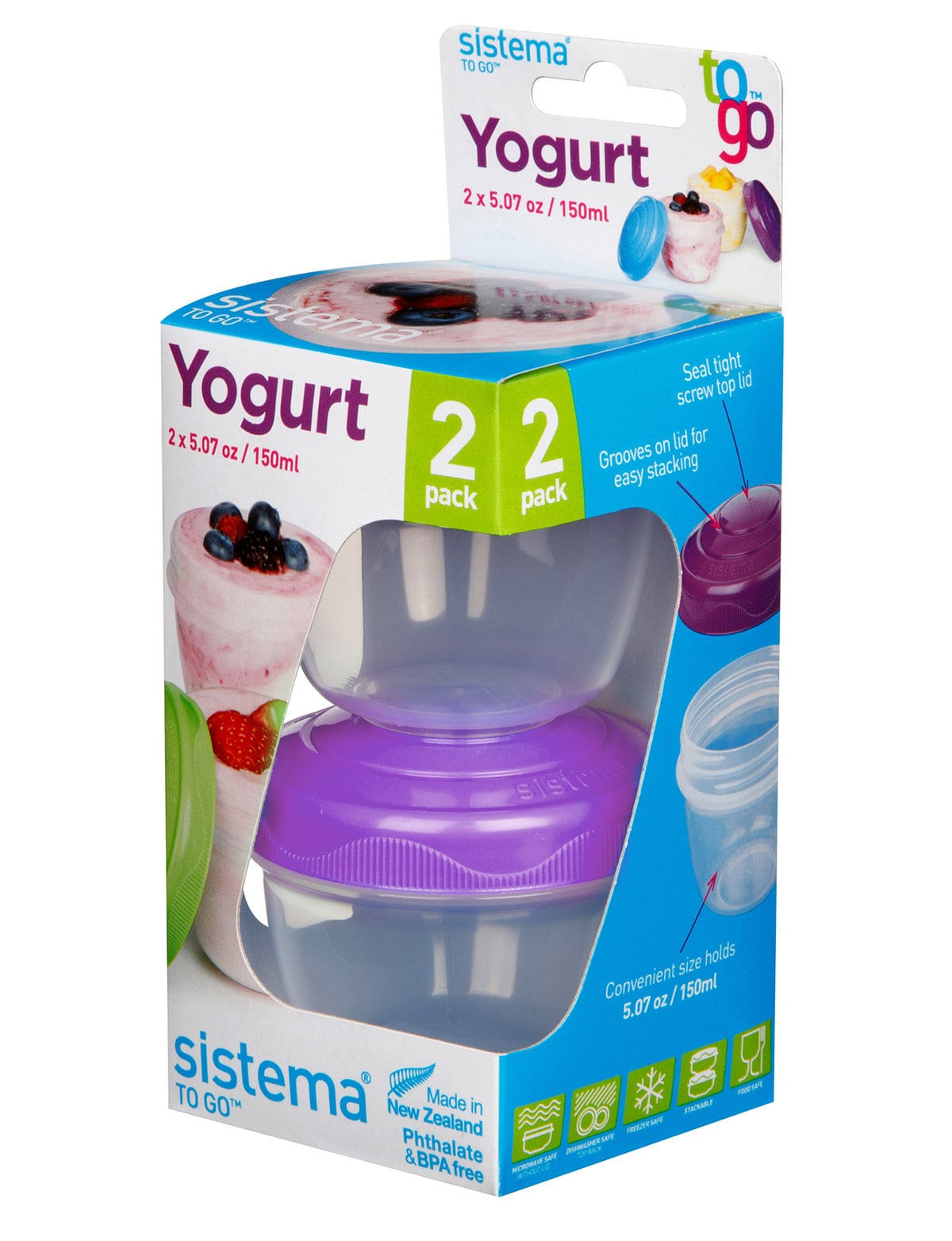 Sistema To Go Yoghurt Pods, Set-of-2, 150ml, Assorted Colours - Food Storage