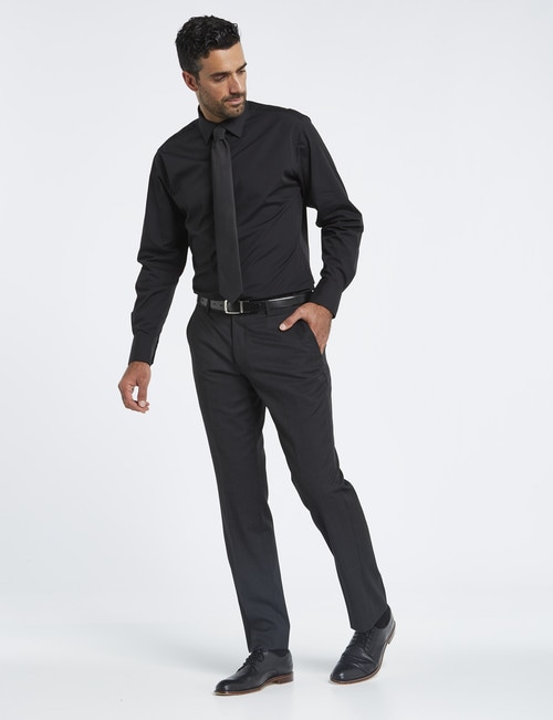 Van Heusen Long-Sleeve Plain Shirt, Euro Fit, Black product photo View 03 L