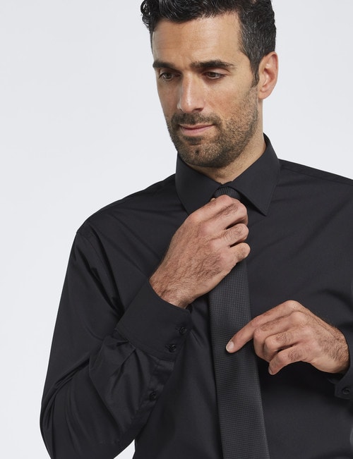 Van Heusen Long-Sleeve Plain Shirt, Euro Fit, Black product photo View 04 L