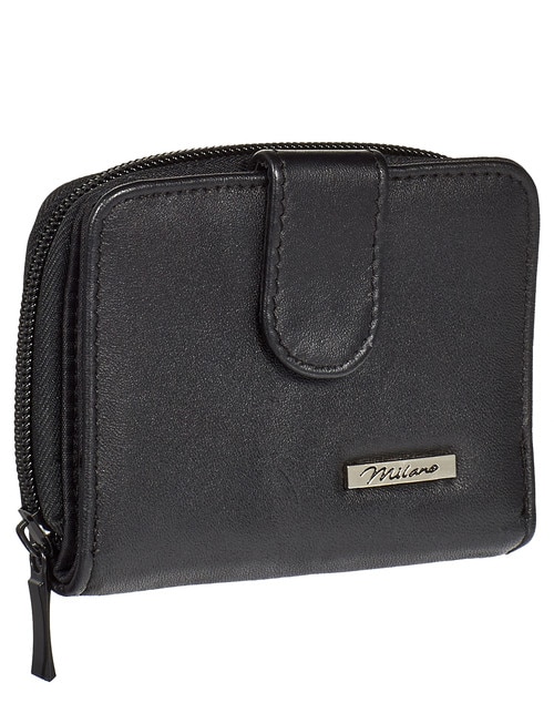 Milano Small Zip Around Wallet, Black product photo View 02 L