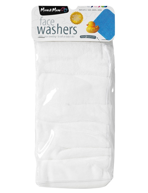 Mum 2 Mum Face Washers, White, 6-Pack product photo View 02 L
