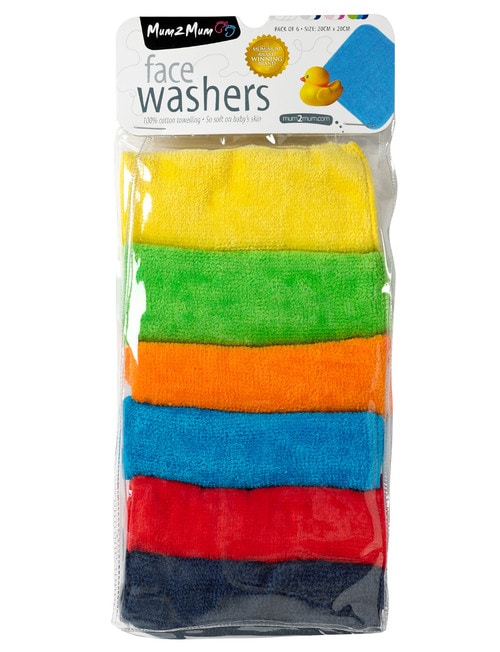 Mum 2 Mum Face Washers, Bright, 6-Pack product photo View 02 L