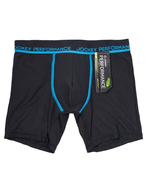 Jockey Performance Dry Impact Midway Trunk, Black & Blue Underwear