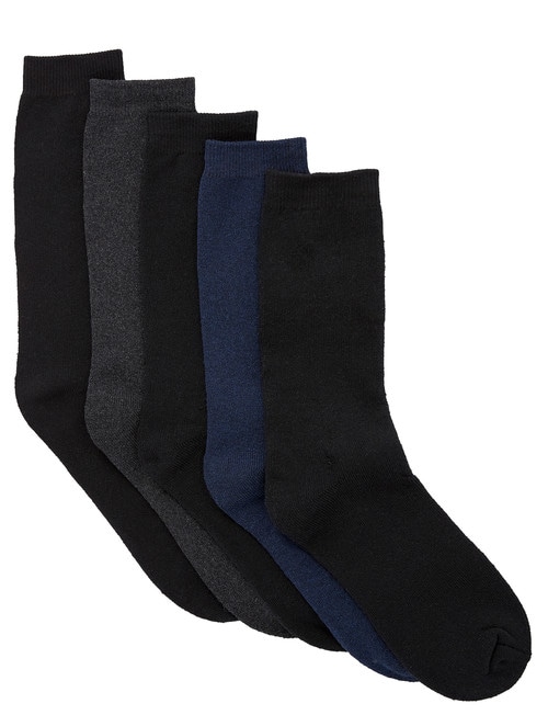 Chisel Terry Work Sock, 5-Pack, Black, Blue, Grey product photo View 02 L