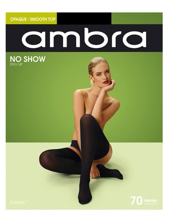Ambra Stay Up No Show Opaque 70 Denier, Black product photo