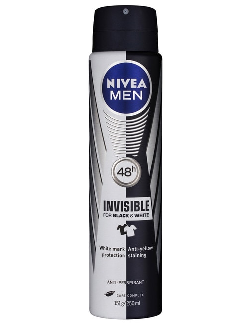 Nivea Mens Black & White Aerosol Deodorant, 250ml product photo