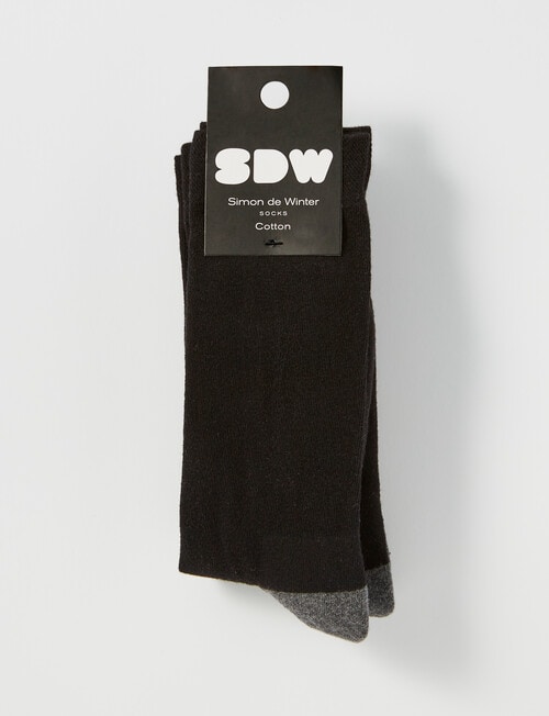 Simon De Winter Comfort Crew Sock Moss Welt, 2-Pack, Black product photo View 02 L