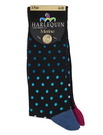Harlequin Merino Spot Dress Sock, 2-Pack product photo