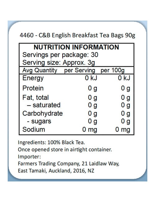 Cartwright & Butler English Breakfast Tea Bags Tin, 90g product photo View 03 L