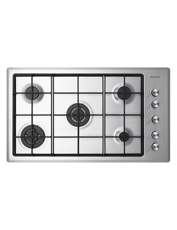 Fisher & Paykel 90cm 5 Burner Gas on Steel Cooktop (LPG), CG905CLPX2 product photo