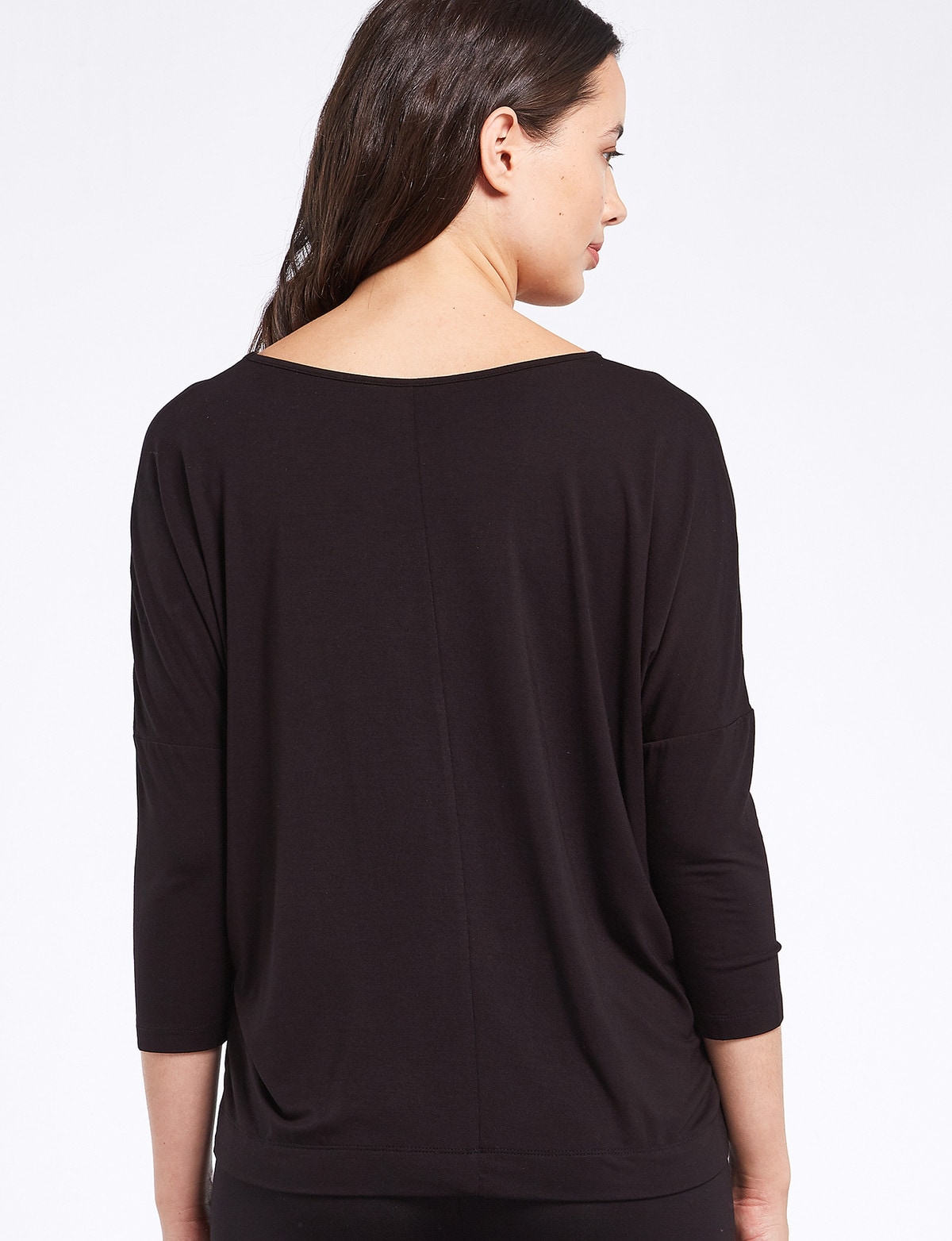 Bodycode 3/4-Sleeve Batwing Tee, Black - Tops