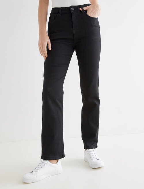 Denim Republic High Rise Straight Leg, Shorter Length Black Jeans product photo