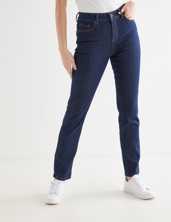 Denim Republic High Rise Straight Leg, Shorter Length Ink Jeans product photo