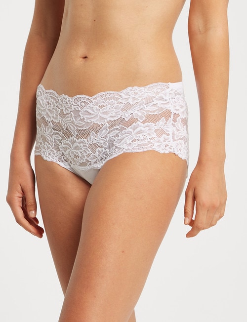 Lyric Boyleg Bandeau Floral Lace Brief, White product photo